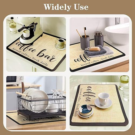 Goujfol  -  Tapis d'égouttement absorbant pour évier, séchage rapide, 60 x 40 cm, kaki