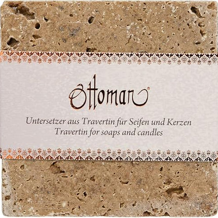 Ottoman Porte-savon en pierre naturelle travertin carré 10 x 10 cm - E-menage