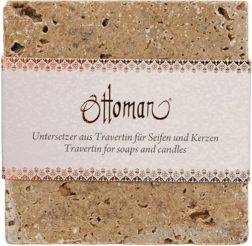 Ottoman Porte-savon en pierre naturelle travertin carré 10 x 10 cm - E-menage