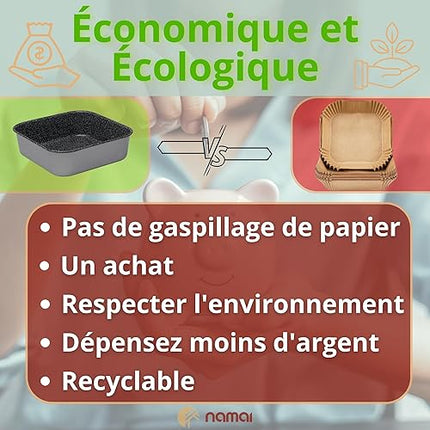 NAMAI - Plaque de cuisson pour friteuse à air  20 x 20 cm