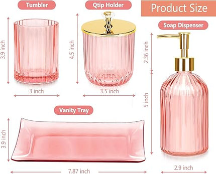 Lot de 4 accessoires de salle de bain en verre