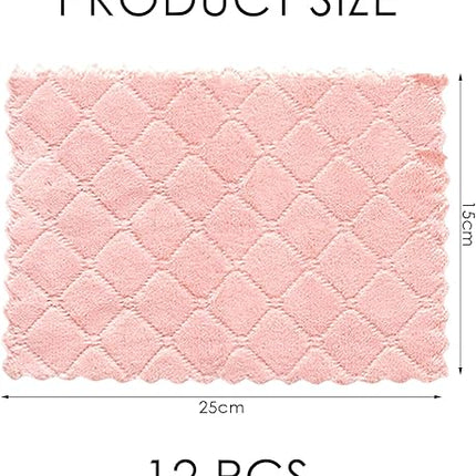 dhsbgwsx- set of 12 coral velvet tea towels
