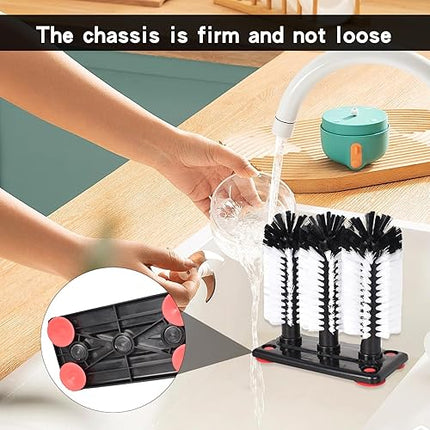 lot de 3 brosses en verre avec ventouse pour bouteille en vere