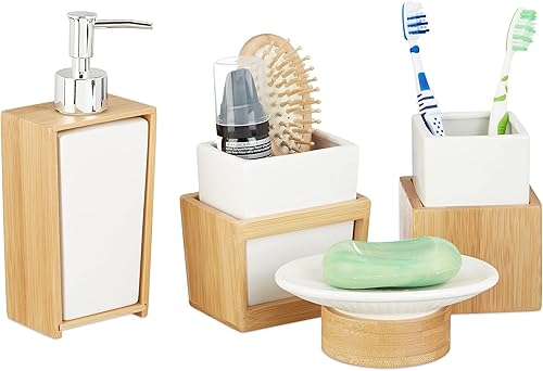 Relaxdays Set de salle de bain 4 pièces