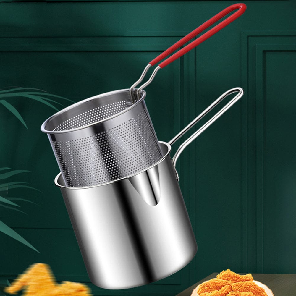 5pcs Stainless Steel Deep Fryer Set with Basket, Lid & Tongs - Perfect for French Fries & Chicken - Durable Kitchen Cookware - For Home Cooks & Foodies - Ideal Gift for Housewarming & Holidays