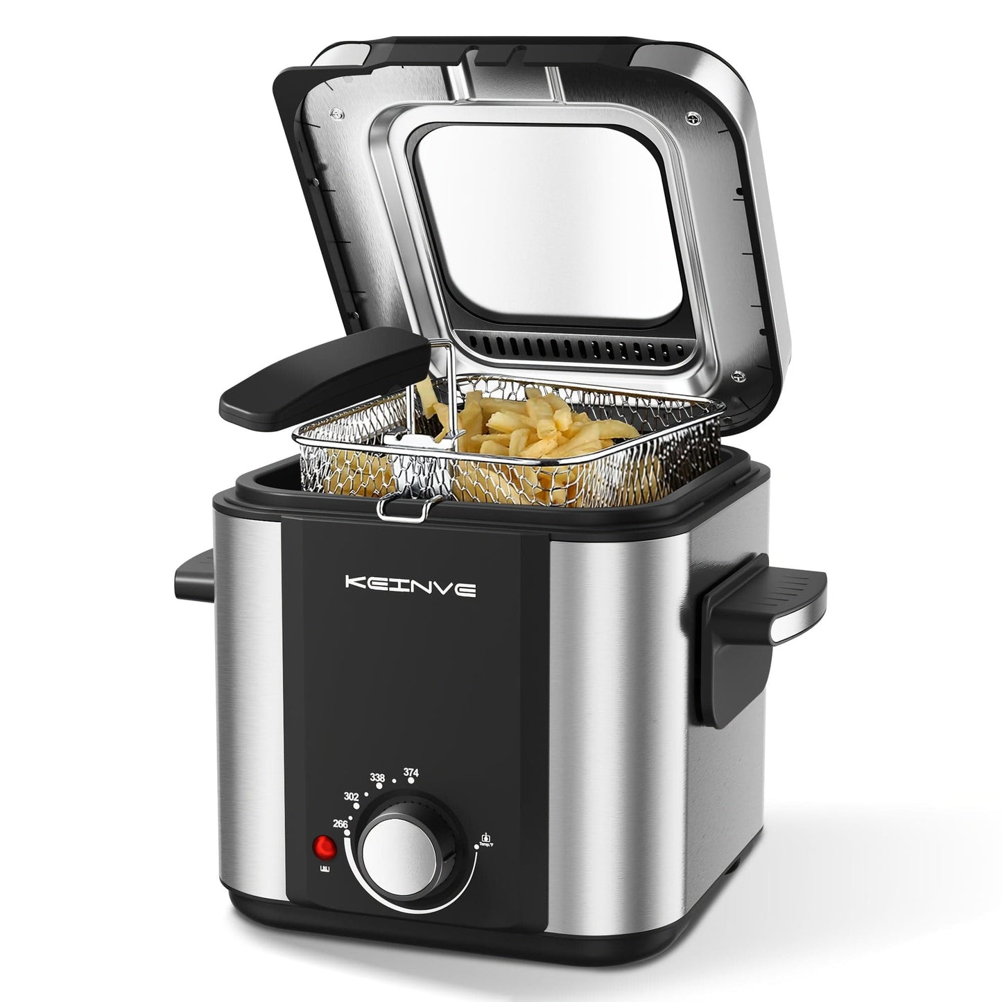 1.5L Electric Deep Fryer - Stainless Steel, Non-Stick, Temp Control, Easy Clean with Odor Filter & Viewing Window