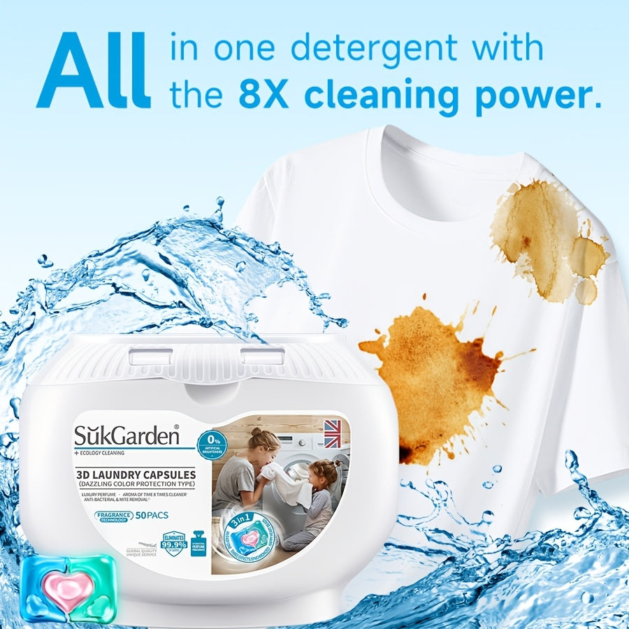 50 capsules de lessive 3 en 1 haute efficacité - Adoucissant - E-menage