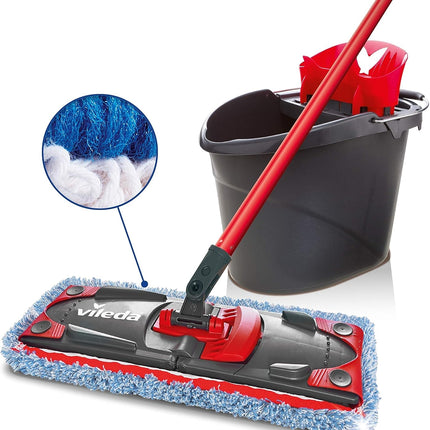 Kit complet  balais à plat avec seau essoreur, housse en microfibre spéciale