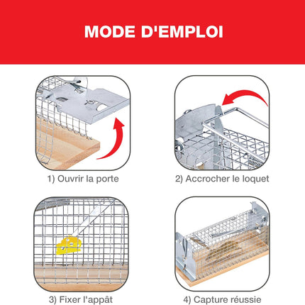 Cage vivante pour rats en bois et métal