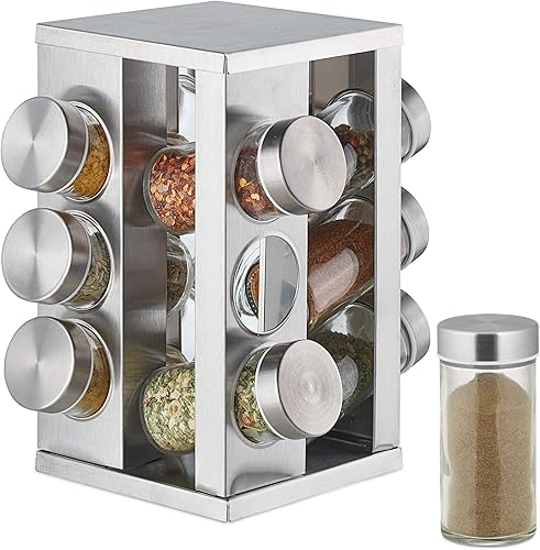 Relaxdays - tourniquet à épices avec un lot de 12 pots - E-menage