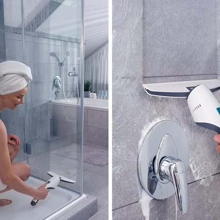 aspirateur à vitres et salle de bains + buse salle de bains et support mural