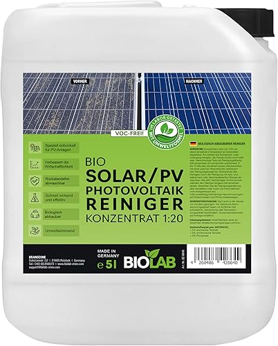 BIOLAB Solar &amp; PV - Concentrated photovoltaic cleaner 1:20 (5 liter container)