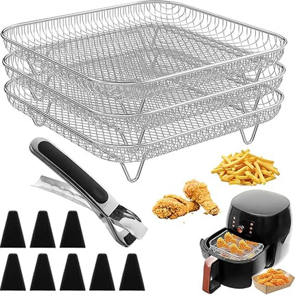 Set of 3 stackable square air fryer baskets