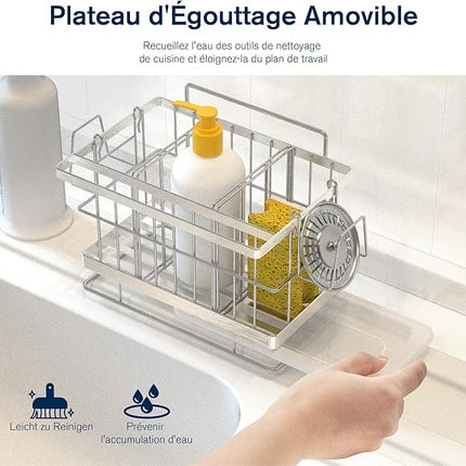 Support pour éponge d'évier de cuisine en acier inoxydable
