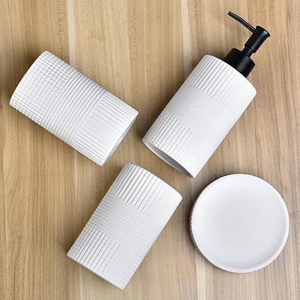 Ensemble de 4 pièces en céramique gaufrée pour salle de bain
