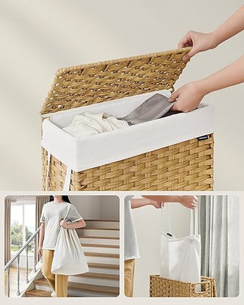 SONGMICS Panier à linge fin en rotin synthétique
