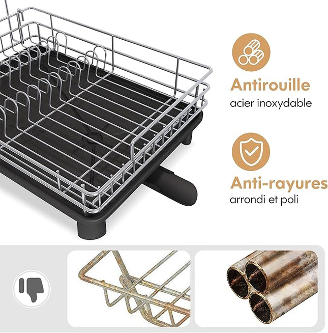 Égouttoir de cuisine en acier inoxydable avec porte-gobelet