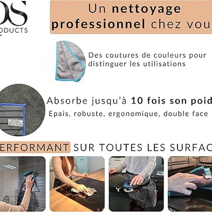 lot de 5 chiffons de nettoyage professionnels en microfibre