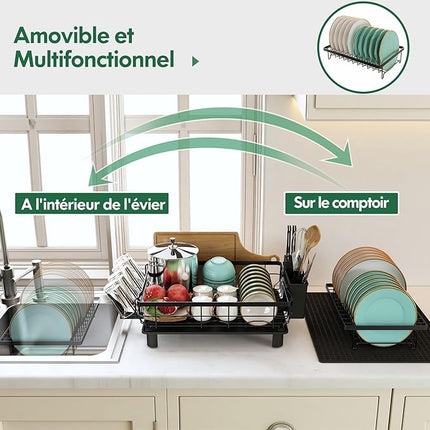 Égouttoir à vaisselle à double niveau en acier inoxydable