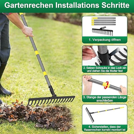 Caossuixin - Garden Rake with 16 Teeth