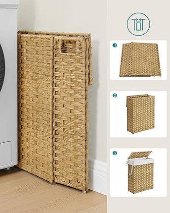 SONGMICS Panier à linge fin en rotin synthétique