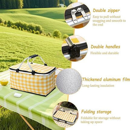 Panier isotherme de 30 l - Pliable et isolé - Avec couvercle - Cadre en aluminium