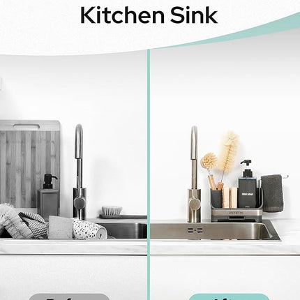 Support Organisateur pour Évier de Cuisine avec Distributeur de Savon