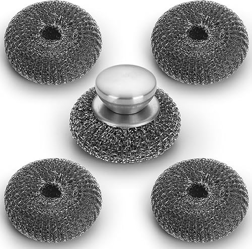 Kyraton - Set De 5 Éponges En Acier Inoxydable Avec Poignée - E-menage