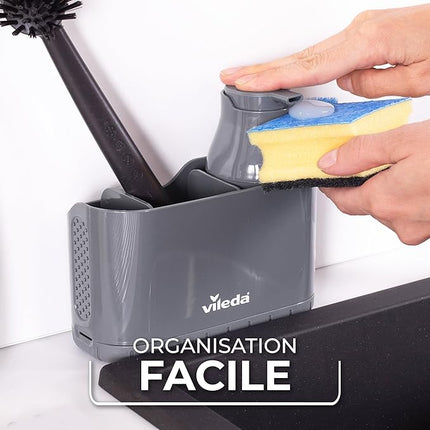 Distributeur de Liquide Vaisselle, Brosse, Support à torchon &amp; Organiseu