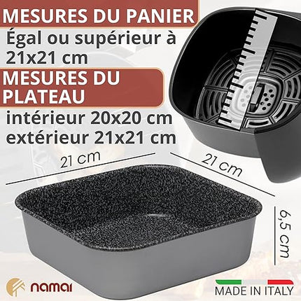 NAMAI - Plaque de cuisson pour friteuse à air  20 x 20 cm