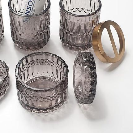 IVAILEX - Lot de 5 accessoires de salle de bain en verre gris