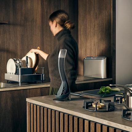 Séchoir à Vaisselle Extensible avec Compartiment à Couverts Amovible - E-menage