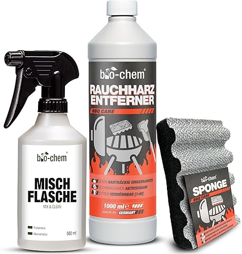 bio-chem Dissolvant de résine de fumée – 1000 ml avec flacon mélangeur et éponge de nettoyage - E-menage