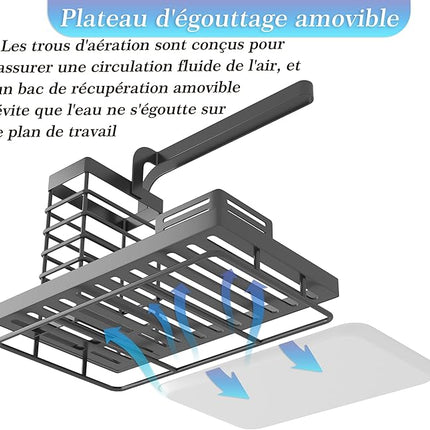Organisateur pour évier de cuisine en acier inoxydable
