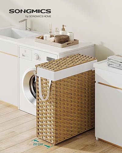 SONGMICS Panier à linge fin en rotin synthétique