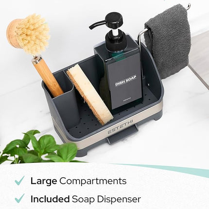 Support Organisateur pour Évier de Cuisine avec Distributeur de Savon
