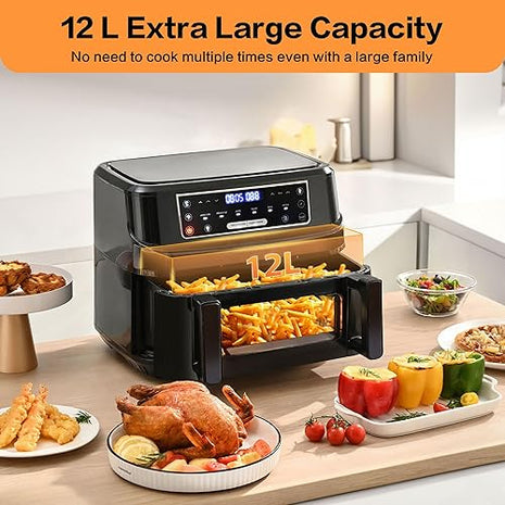 Friteuse à air chaud 2 chambres - E-menage