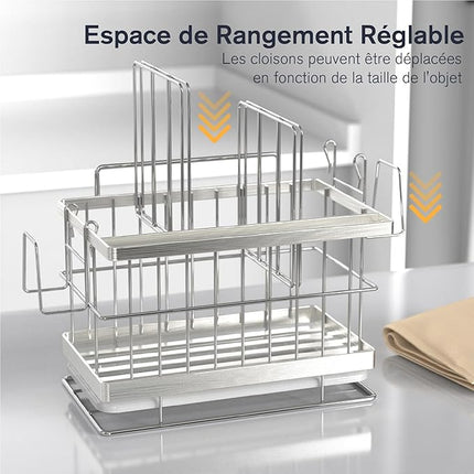 Support pour éponge d'évier de cuisine en acier inoxydable