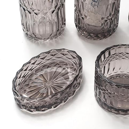 IVAILEX - Lot de 5 accessoires de salle de bain en verre gris
