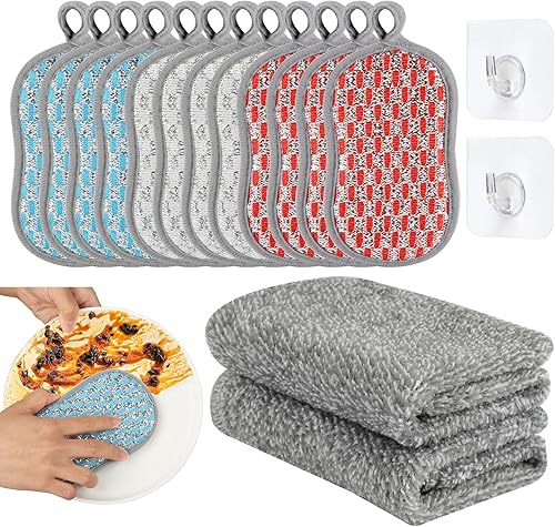Lot de 12 Eponge Vaisselle Lavable