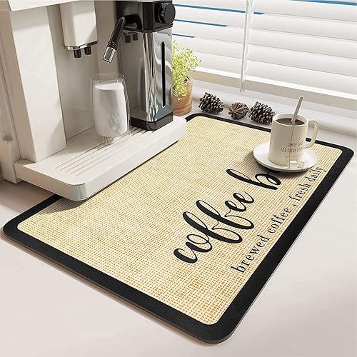 Goujfol  -  Tapis d'égouttement absorbant pour évier, séchage rapide, 60 x 40 cm, kaki