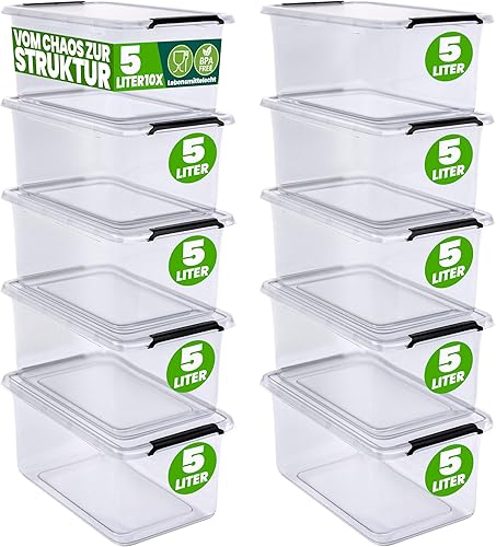 deuba® - lot de 6 boîtes de rangement de 5litres - E-menage