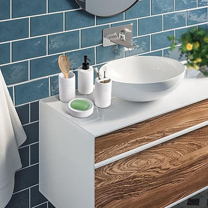 Ensemble de 4 pièces en céramique gaufrée pour salle de bain