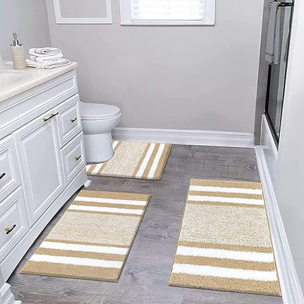 Pauwer - Lot de 3 tapis de bain et tapis contour WC de luxe en microfibre