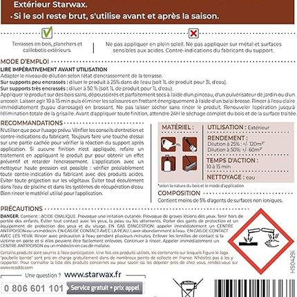 STARWAX - Dégrisant Concentré Pour Terrasse en Bois - 2L - E-menage