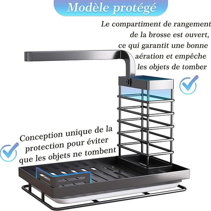 Organisateur pour évier de cuisine en acier inoxydable