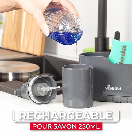 Distributeur de Liquide Vaisselle, Brosse, Support à torchon &amp; Organiseu