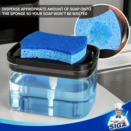Distributeur de liquide vaisselle avec porte-éponge intégré