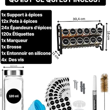 Deco haus® - etagere à epices avec pot à épices