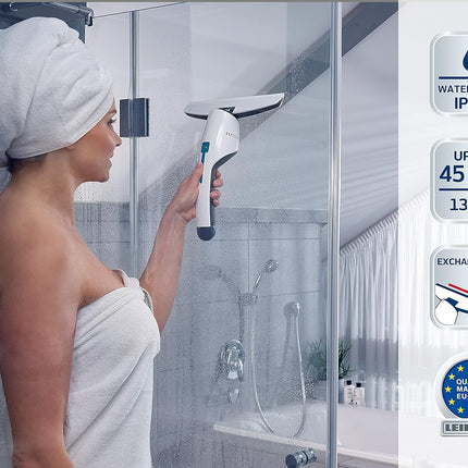 aspirateur à vitres et salle de bains + buse salle de bains et support mural